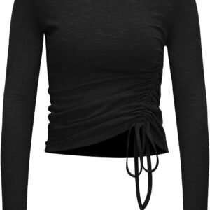 Womens Long/Short Sleeve Workout Tops Ruched Side Yoga Atheltic Shirt Slim Fitted
