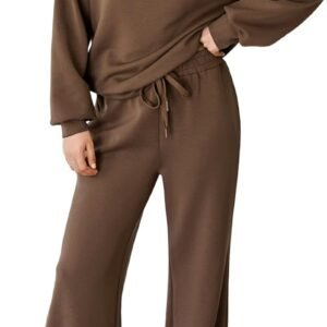 Women's 2 Piece Outfits Lounge Set Mock Neck Long Sleeve Sweatshirt With Wide Leg Pants Sweatsuit Fall 2026