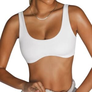 Sexy Sports Bras for Women Scoop Neck Sleeveless Padded Bra Workout Yoga Crop Top