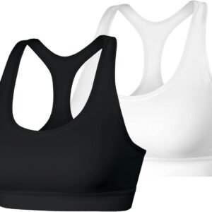 Women's Wireless Racerback Moisture-Wicking Stretch Sports Bra with Compression Support, 1 or 2 Pack