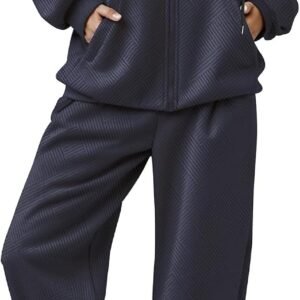 Fall Outfits for Women Oversized Zip up Hoodie Sweatshirt Jogger Sweatpants 2 Piece Sweatsuits Lounge Sets