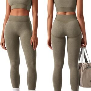Womens Workout Sets 2 Piece Seamless Square Neck Sports Bra Padded Butt Lifting Leggings High Waist Yoga Gym Outfits